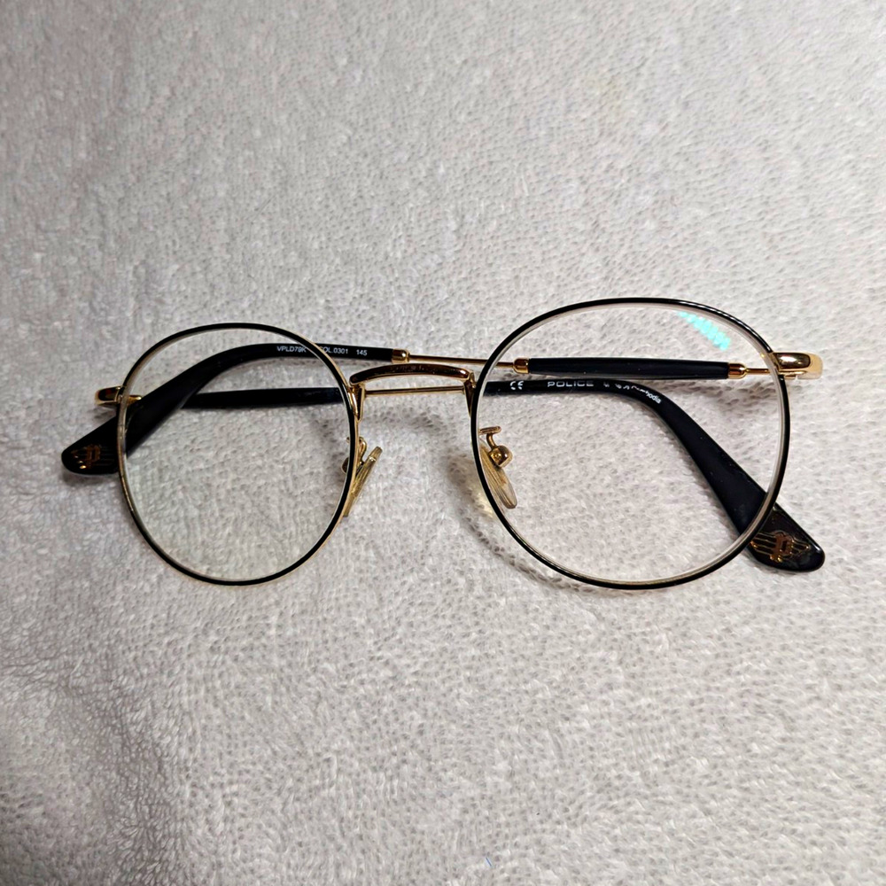 Police VPLD92X COL.0300 Round Full Rim Gold Metal Eyeglasses Frame 49-19-145
